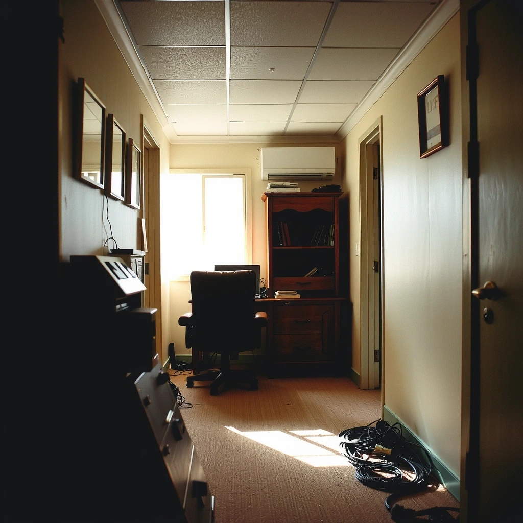 Before Cleaning: Cluttered Office Corridor