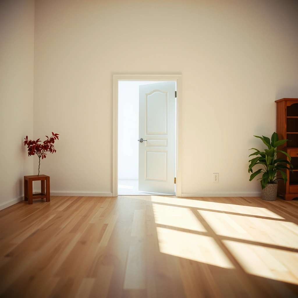 Open door with sunlight